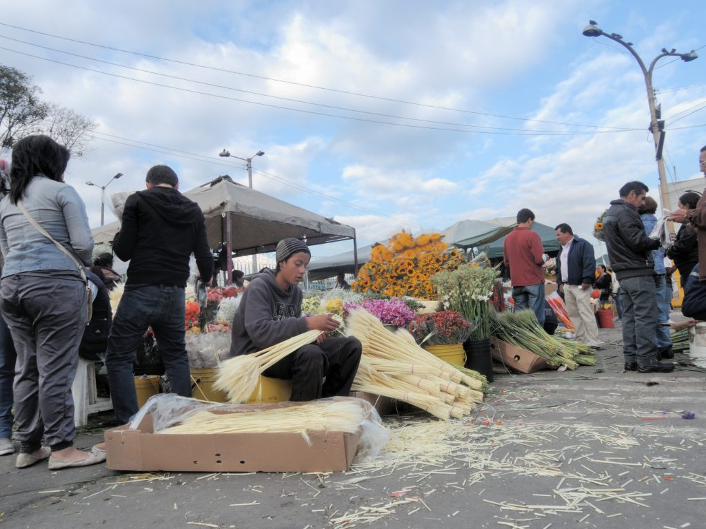 Flowers for sale in the Paloquemao Marketplace, Bogot&aacute;