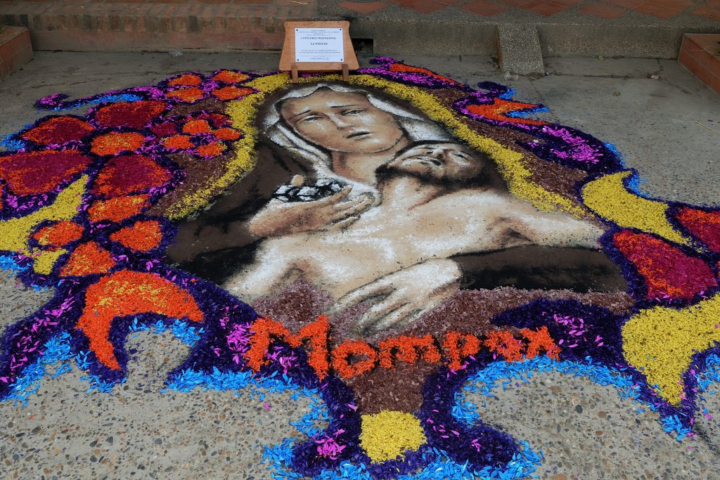 Flowers Carpet for celebrating Holy Week, Mompox