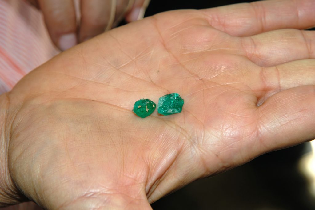 Emeralds from the mines, near Chivor