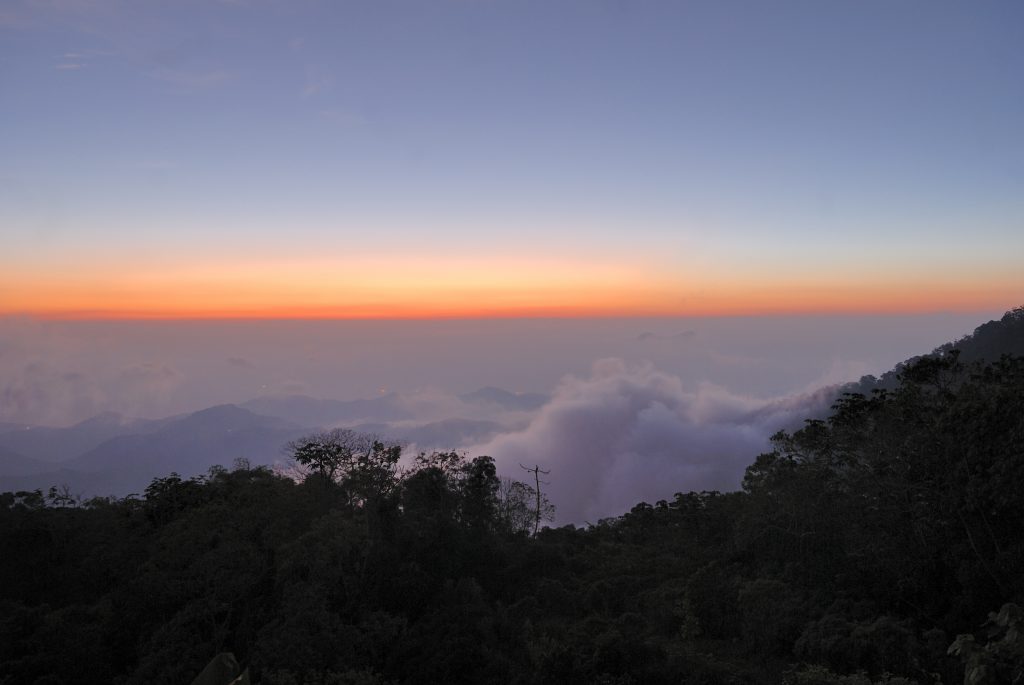 Sunset with view over Ci&eacute;naga, Reserva El Dorado, Sierra Nevada